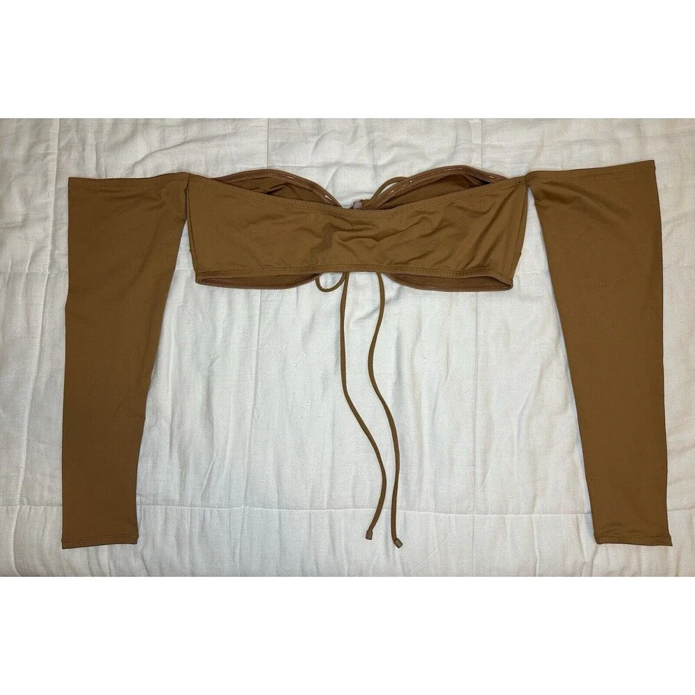 SKIMS Recycled Swim Long Sleeve Bikini‎ Top Almond Women's SIZE 3X NWT